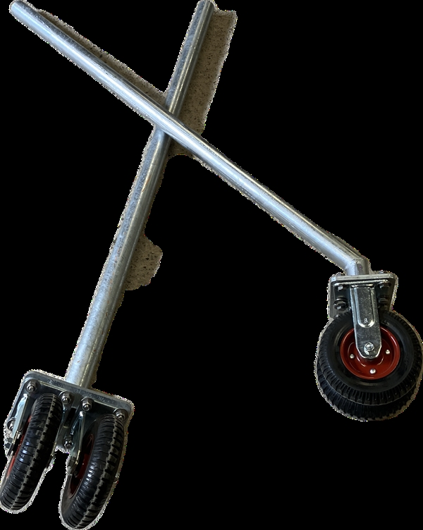 Stützrad mit 2 Vollgummireifen. Gesamthöhe: 1500 mm. Rohr 1½" 