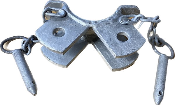 Hubbeschlag 2½" Ø76 mm mit 2 Laschen Ø15 mm.